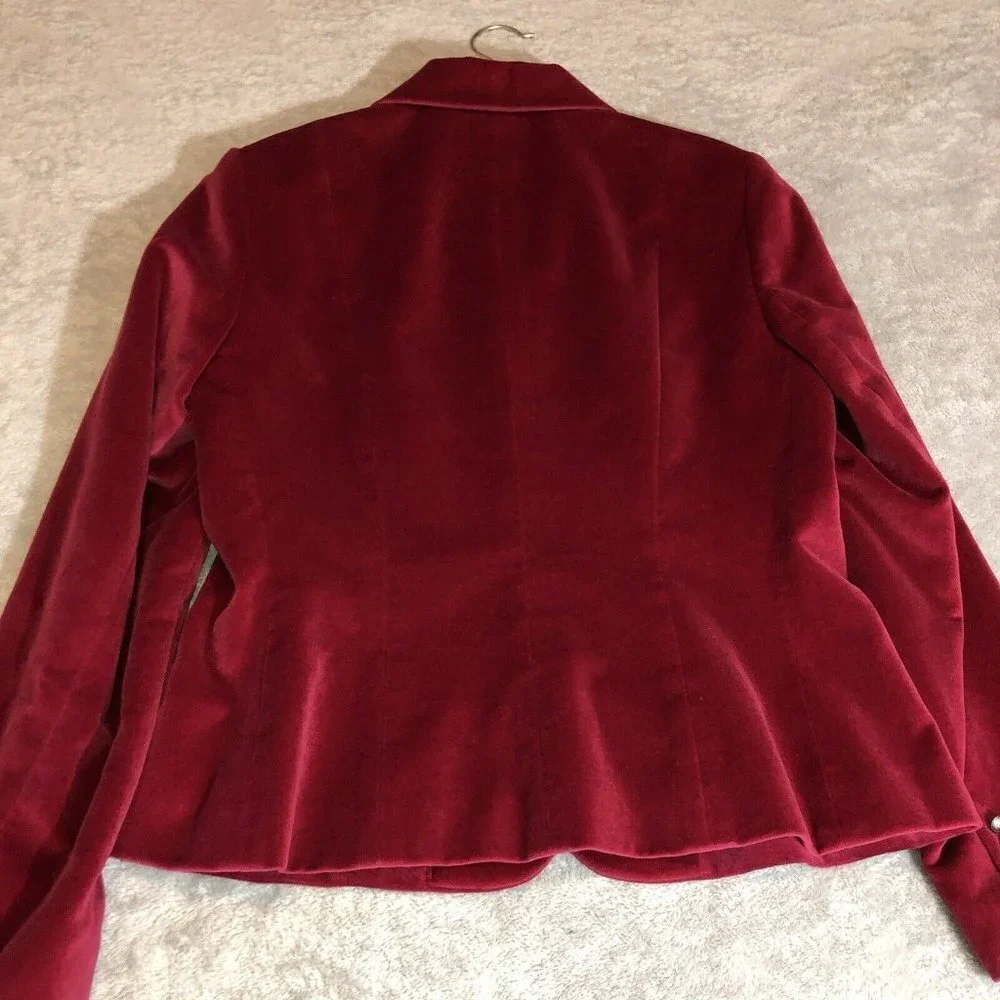 TALBOTS Raspberry Silk Blend Velvet Silver Button Jacket Sz 8